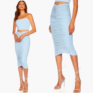 SUSANA MONACO Ruched Midi Skirt Hydrangea Blue
Stretch Jersey High Waist Med NEW